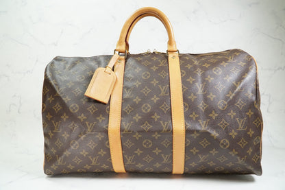[AB Rank] Louis Vuitton Keepall 50 Monogram Canvas Travel Duffle Bag Vintage