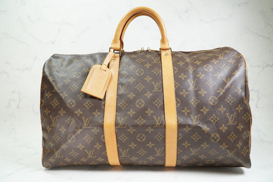 [AB Rank] Louis Vuitton Keepall 50 Monogram Canvas Travel Duffle Bag Vintage