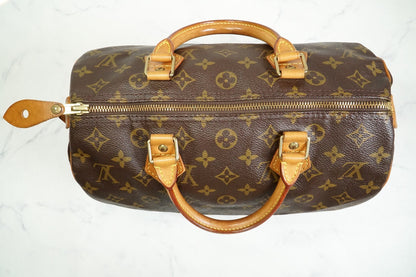 [AB] Louis Vuitton Speedy 30 Monogram Canvas Handbag Brown Purse M41108 Auth