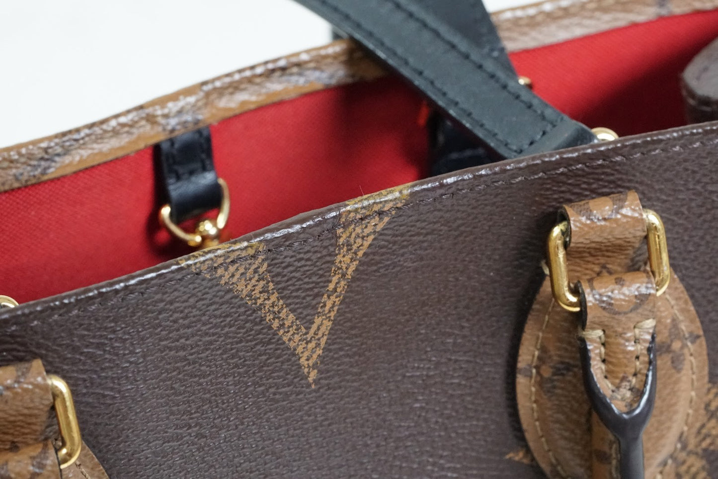 [Good] Louis Vuitton OnTheGo MM Monogram Giant Reverse Tote Bag M45321 Brown GLD