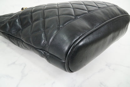 Chanel Matelasse Chain Shoulder Bag Fan Shape Black Leather GHW Vintage 1-Series