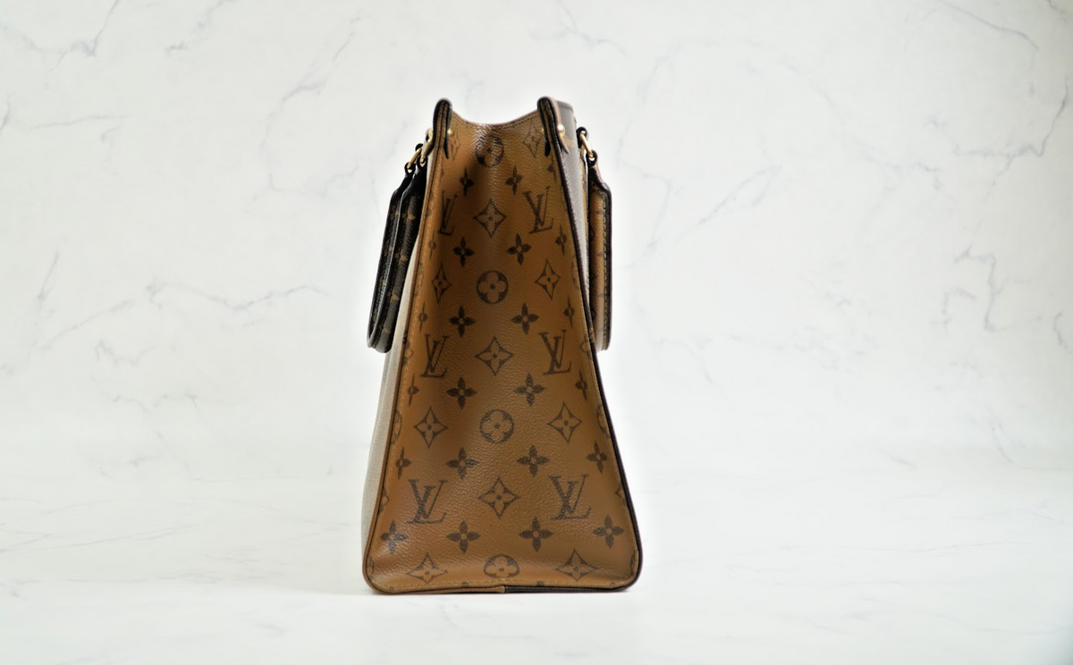 [Good] Louis Vuitton OnTheGo MM Monogram Giant Reverse Tote Bag M45321 Brown GLD