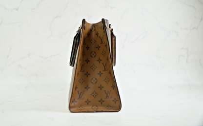 [Good] Louis Vuitton OnTheGo MM Monogram Giant Reverse Tote Bag M45321 Brown GLD