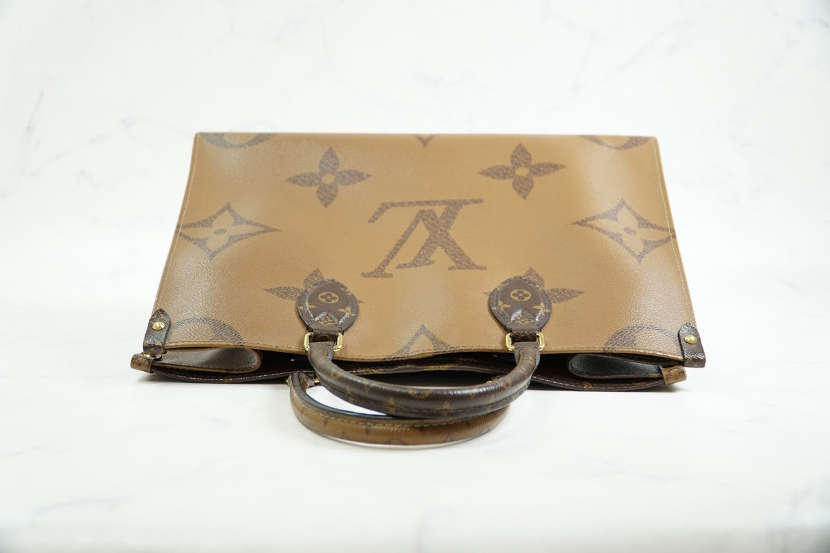 [Good] Louis Vuitton OnTheGo MM Monogram Giant Reverse Tote Bag M45321 Brown GLD
