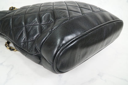 Chanel Matelasse Chain Shoulder Bag Fan Shape Black Leather GHW Vintage 1-Series