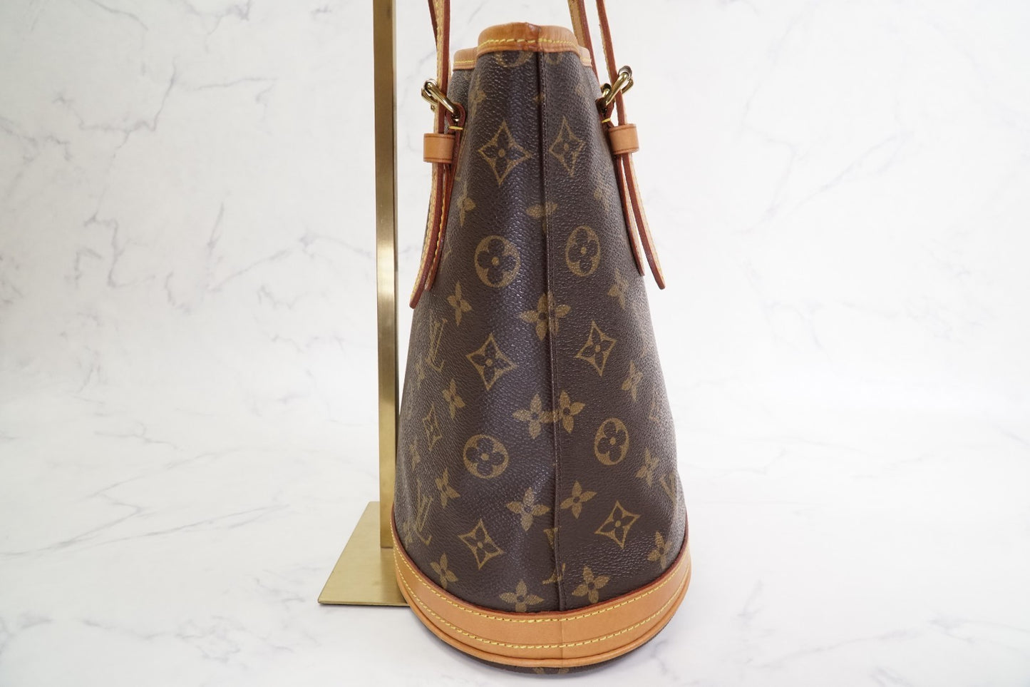 [Good] LOUIS VUITTON Monogram Bucket PM M42238 Shoulder Tote Bag Brown FL0052