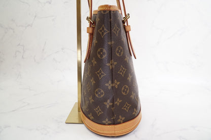[Good] LOUIS VUITTON Monogram Bucket PM M42238 Shoulder Tote Bag Brown FL0052