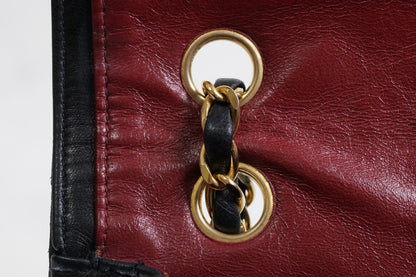 CHANEL Matelasse Full Flap W Chain Shoulder Bag Lambskin Black GHW Vintage Auth