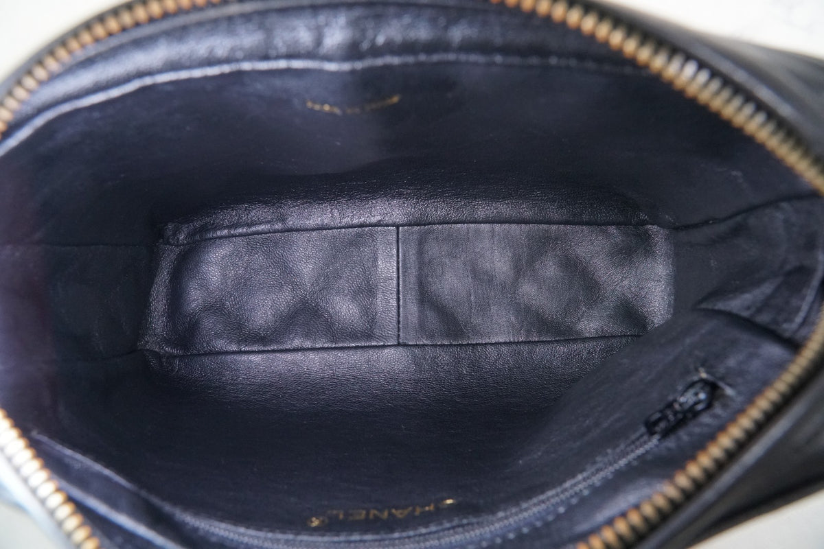 [Rank AB] CHANEL Matelasse Fringe Chain Shoulder Bag Black Lambskin Gold G Card