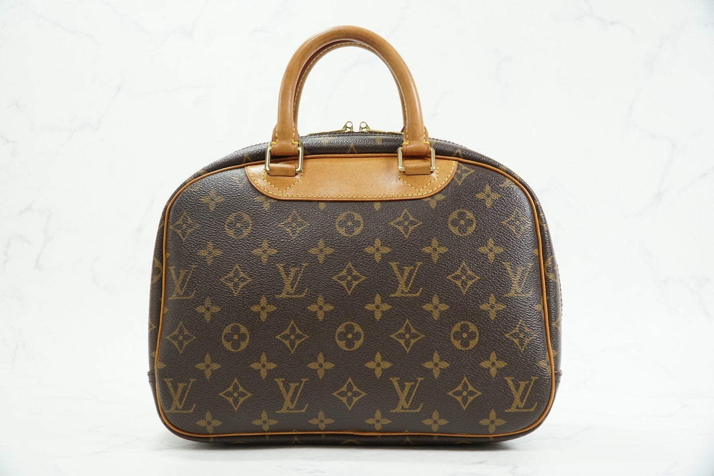 [Good] Louis Vuitton Monogram Trouville M42228 Handbag Brown Canvas Vintage Auth