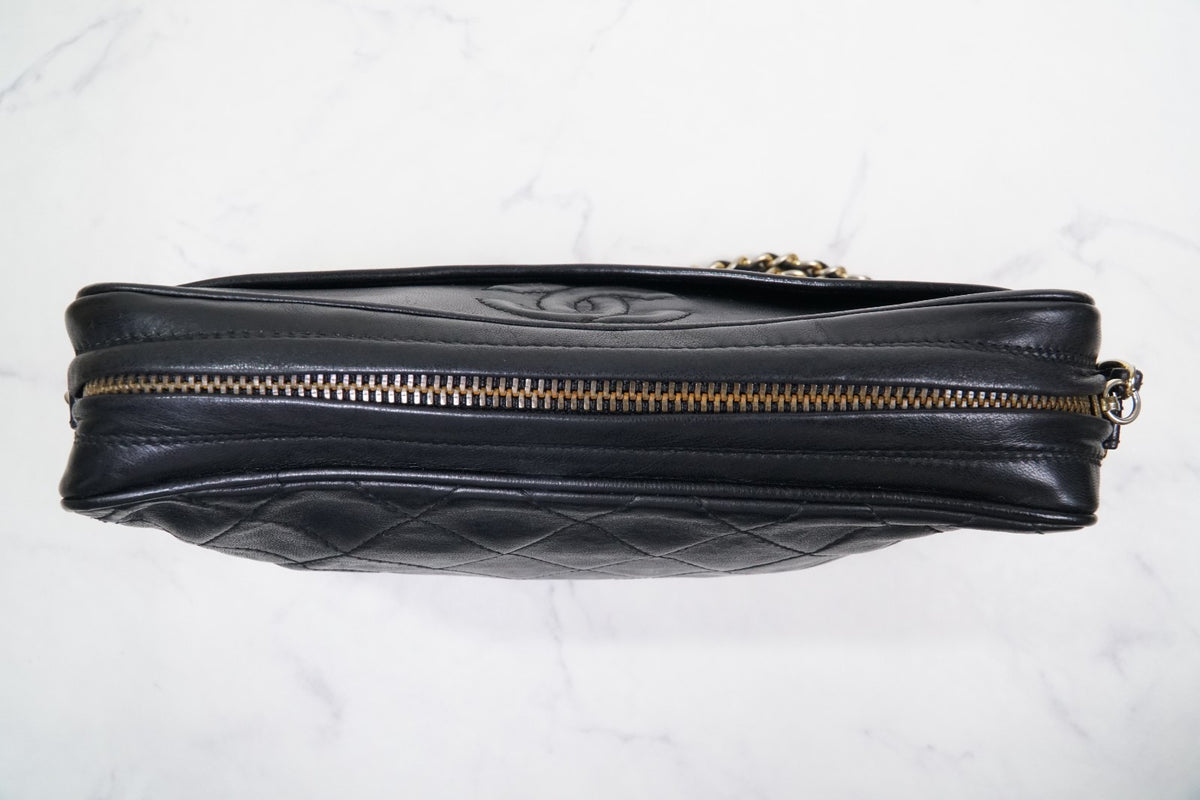 [Rank AB] CHANEL Matelasse Fringe Chain Shoulder Bag Black Lambskin Gold G Card