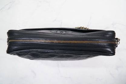[Rank AB] CHANEL Matelasse Fringe Chain Shoulder Bag Black Lambskin Gold G Card