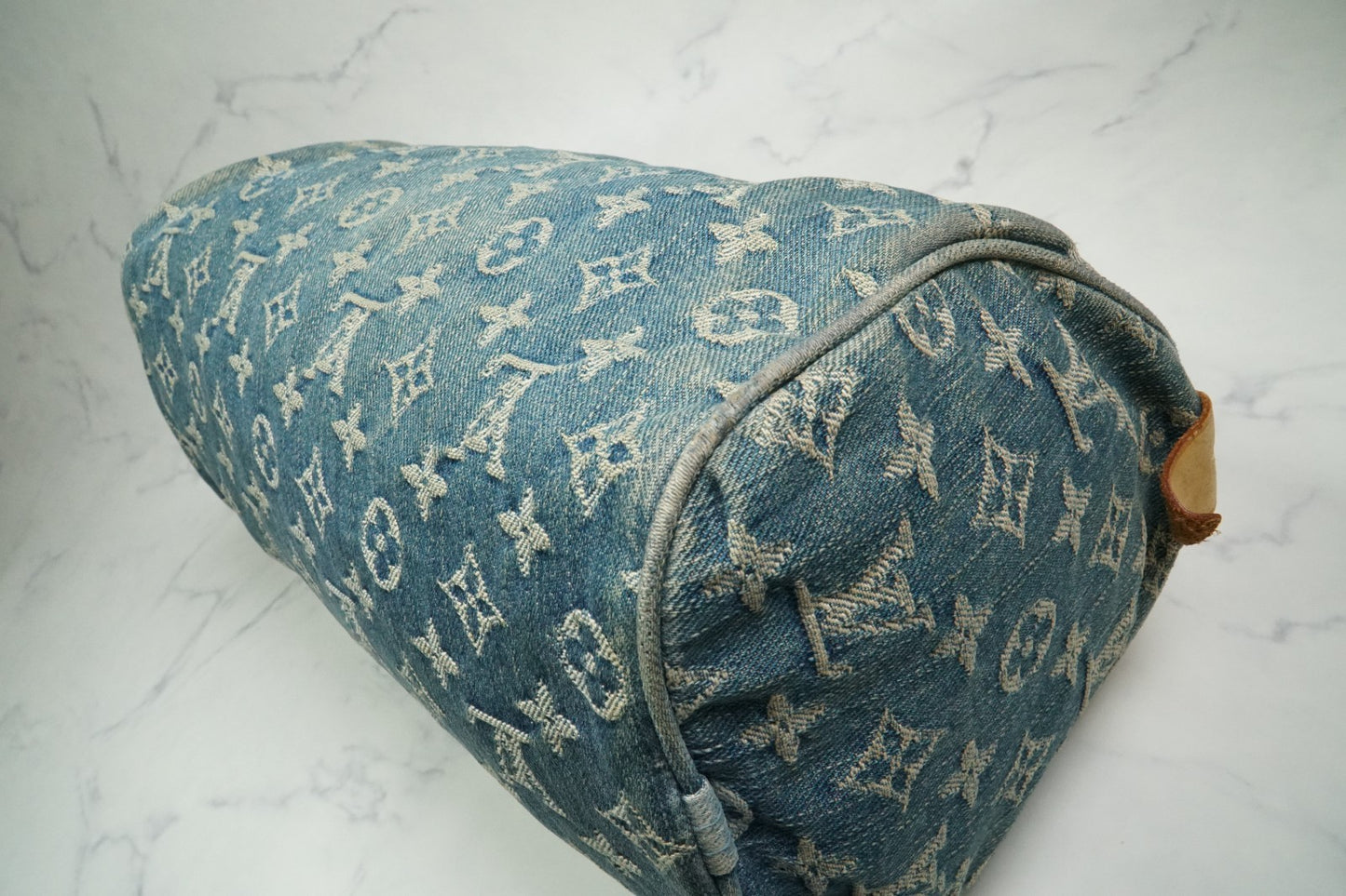 [Good] Louis Vuitton Monogram Denim Neo Speedy Handbag Blue M95019 Vintage JAPAN