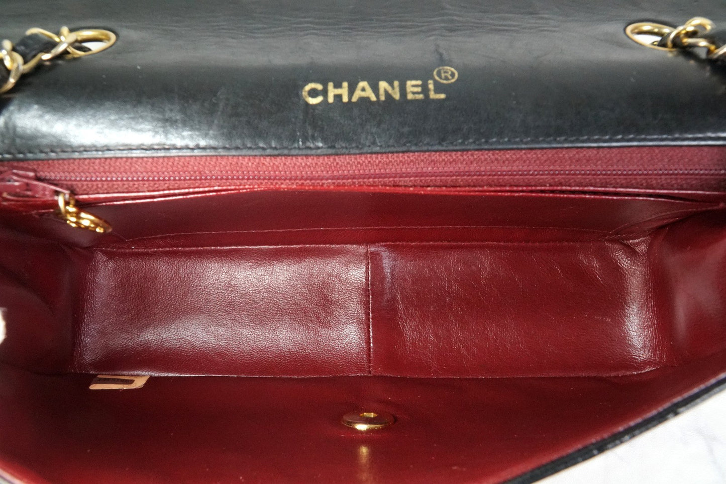 [Rank AB] CHANEL Vintage Diana 25 Matelasse Lambskin Chain Shoulder Bag Black