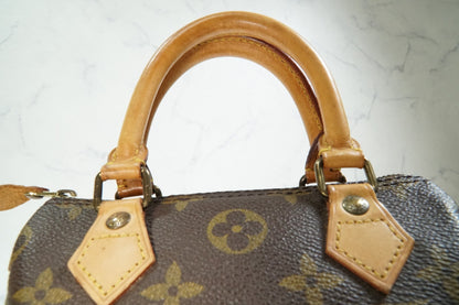 [AB] LOUIS VUITTON Monogram Mini Speedy Handbag M41534 Canvas Brown Vintage Auth