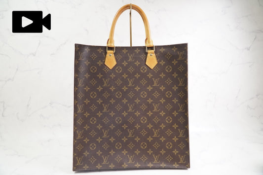 LOUIS VUITTON Sac Plat M51140 Monogram Canvas Tote Bag Handbag Vintage Authentic
