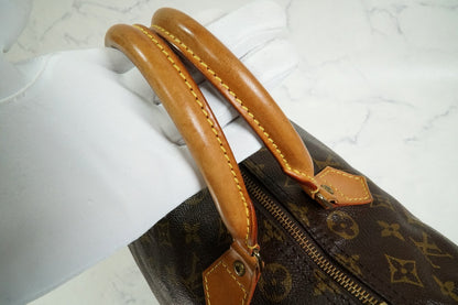 [AB] Louis Vuitton Speedy 30 Monogram Canvas Handbag Brown Purse M41108 Auth
