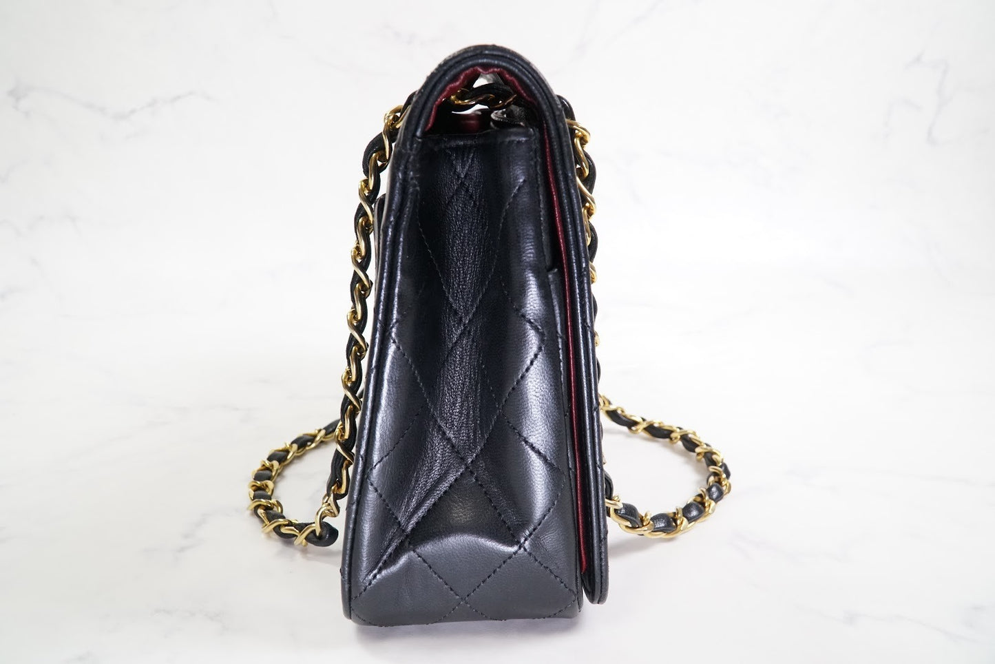 CHANEL Matelasse Full Flap W Chain Shoulder Bag Lambskin Black GHW Vintage Auth