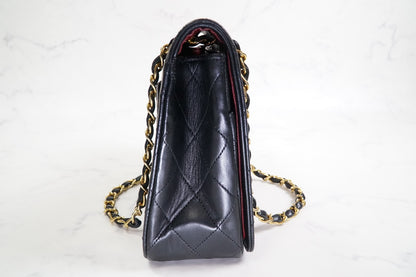 CHANEL Matelasse Full Flap W Chain Shoulder Bag Lambskin Black GHW Vintage Auth