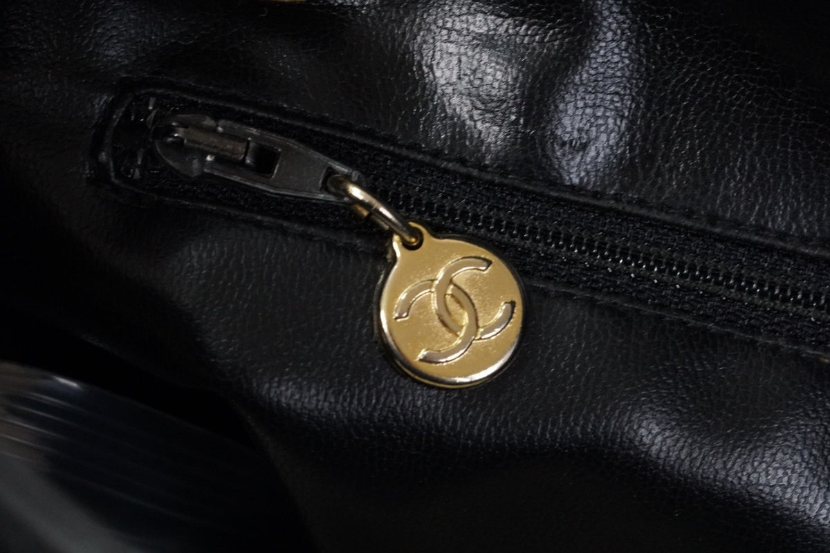 Chanel Matelasse Chain Shoulder Bag Fan Shape Black Leather GHW Vintage 1-Series