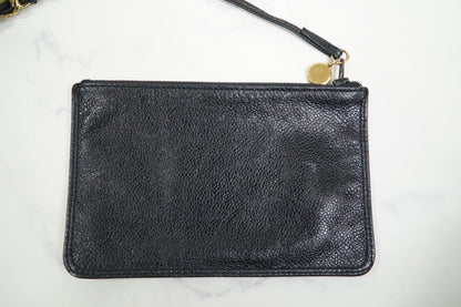 CHANEL Triple Coco Caviar Skin Drawstring Chain Shoulder Bag Black Gold Vintage