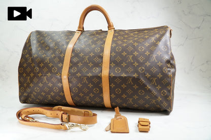 [AB] Louis Vuitton Keepall Bandouliere 60 M41412 Monogram Travel Bag Vintage