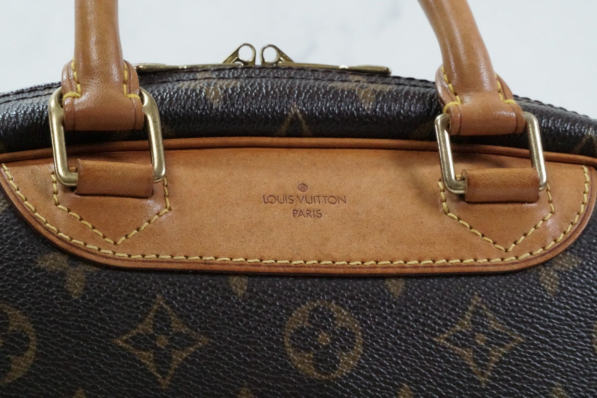 [Good] Louis Vuitton Monogram Trouville M42228 Handbag Brown Canvas Vintage Auth