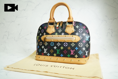 [AB] Louis Vuitton Monogram Multicolore Alma PM Black Handbag M92646 Authentic