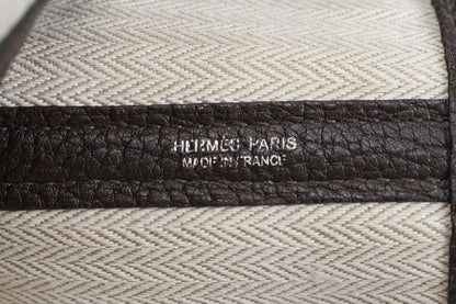 [EXCELLENT] HERMES Garden Party PM 36 Ebene Negonda Leather Tote Handbag T Stamp