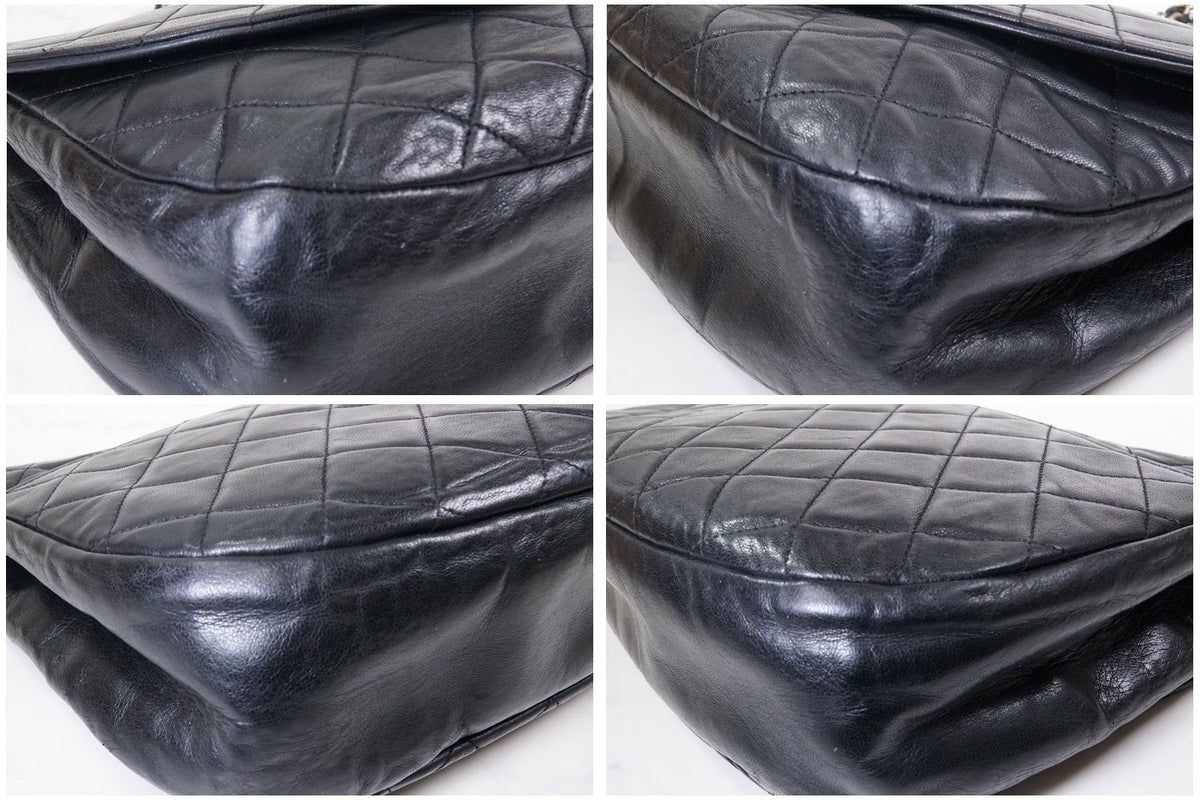 CHANEL Matelasse Half Moon Chain Shoulder Bag Lambskin Black GHW Vintage