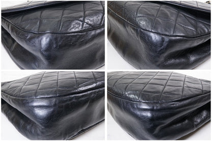 CHANEL Matelasse Half Moon Chain Shoulder Bag Lambskin Black GHW Vintage