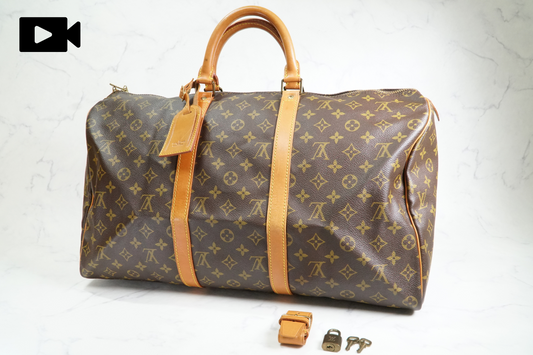 [Good] Louis Vuitton Monogram Keepall 50 Travel Boston Bag M41426 France VI882