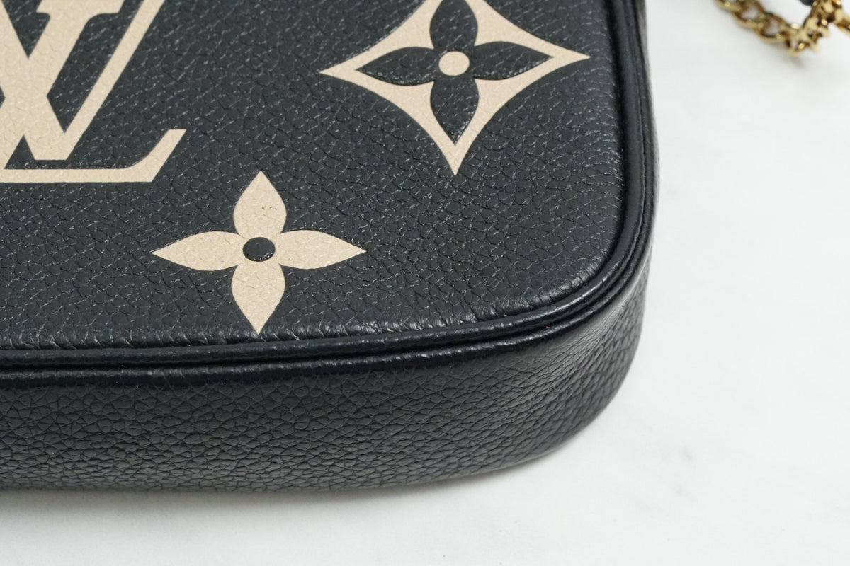 [Very Good] Louis Vuitton Empreinte Mini Pochette Accessoires Black Beige M80732