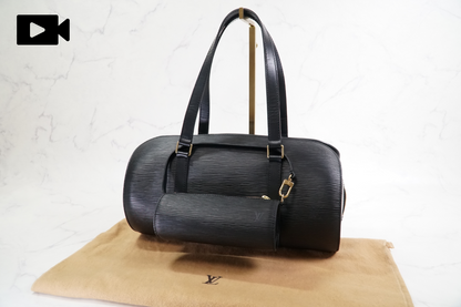 [Rank AB] LOUIS VUITTON Epi Soufflot Shoulder Bag Noir M52222 w/Pouch Dust Bag
