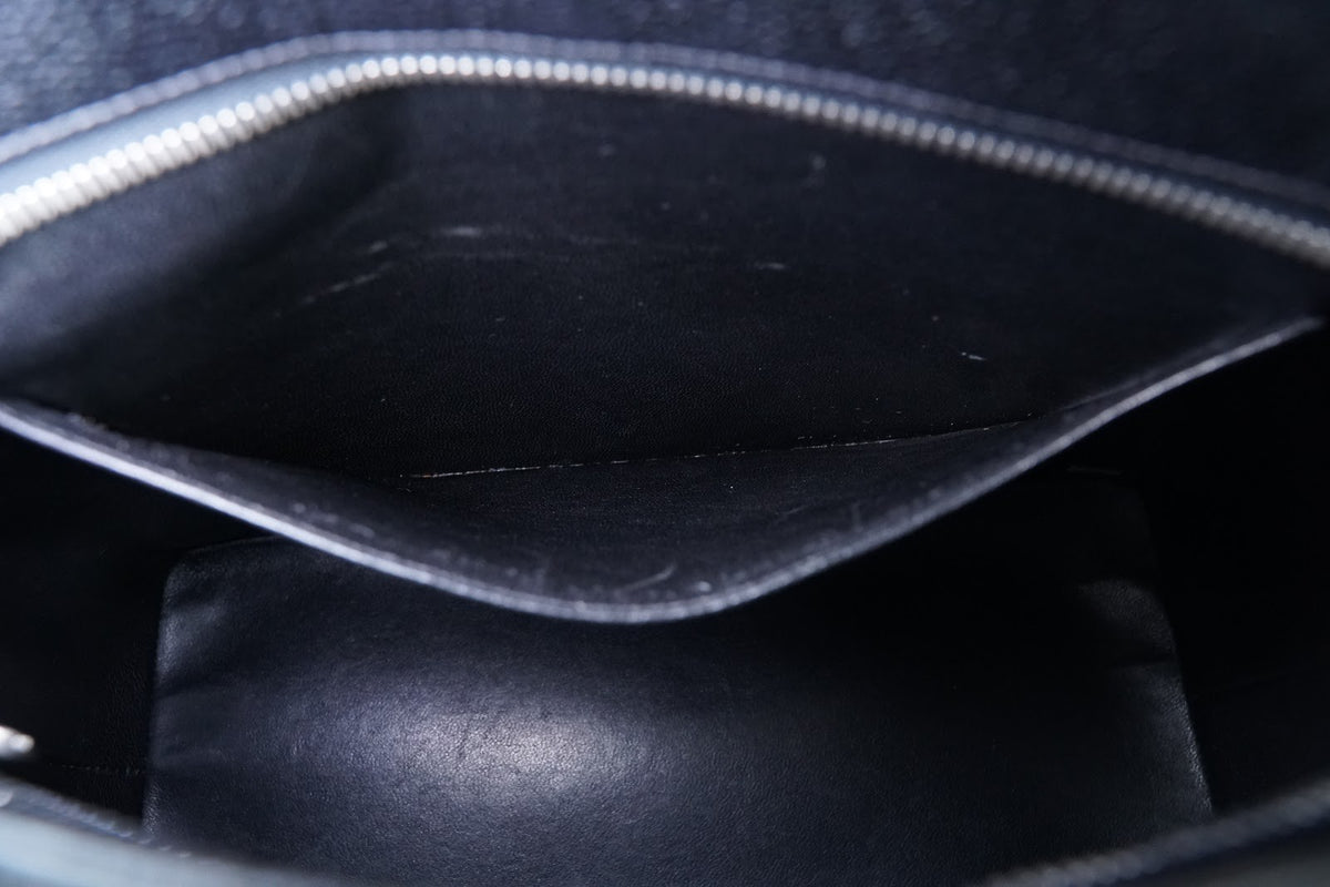 [Rank AB] CHANEL Medallion Tote Caviar Leather Black Silver HW w/ Box Dust Bag