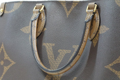 [Good] Louis Vuitton OnTheGo MM Monogram Giant Reverse Tote Bag M45321 Brown GLD