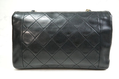 [Rank AB] CHANEL Vintage Diana 25 Matelasse Lambskin Chain Shoulder Bag Black