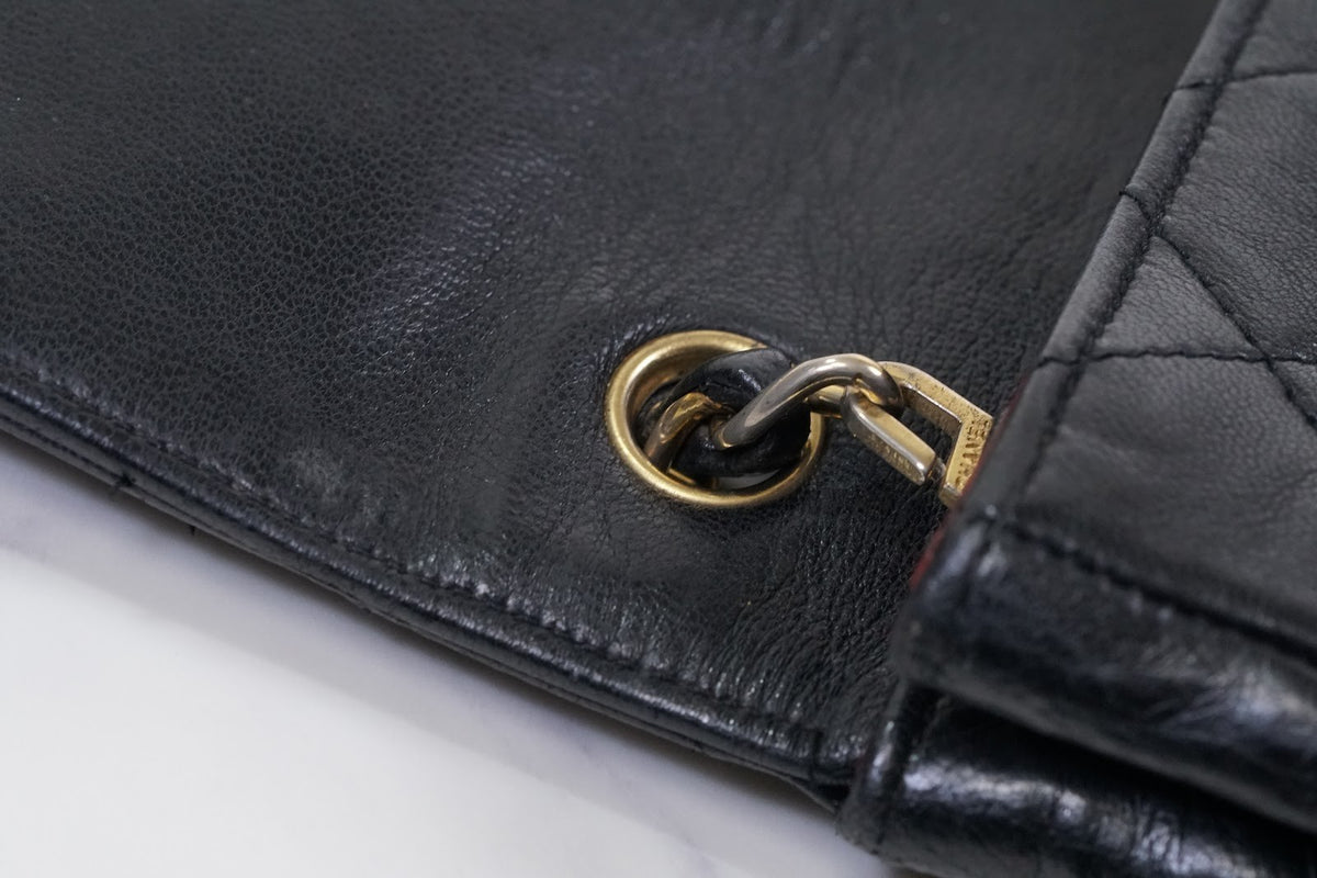 CHANEL Matelasse Half Moon Chain Shoulder Bag Lambskin Black GHW Vintage