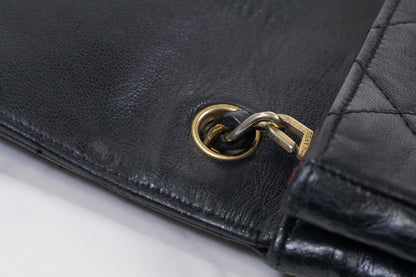 CHANEL Matelasse Half Moon Chain Shoulder Bag Lambskin Black GHW Vintage