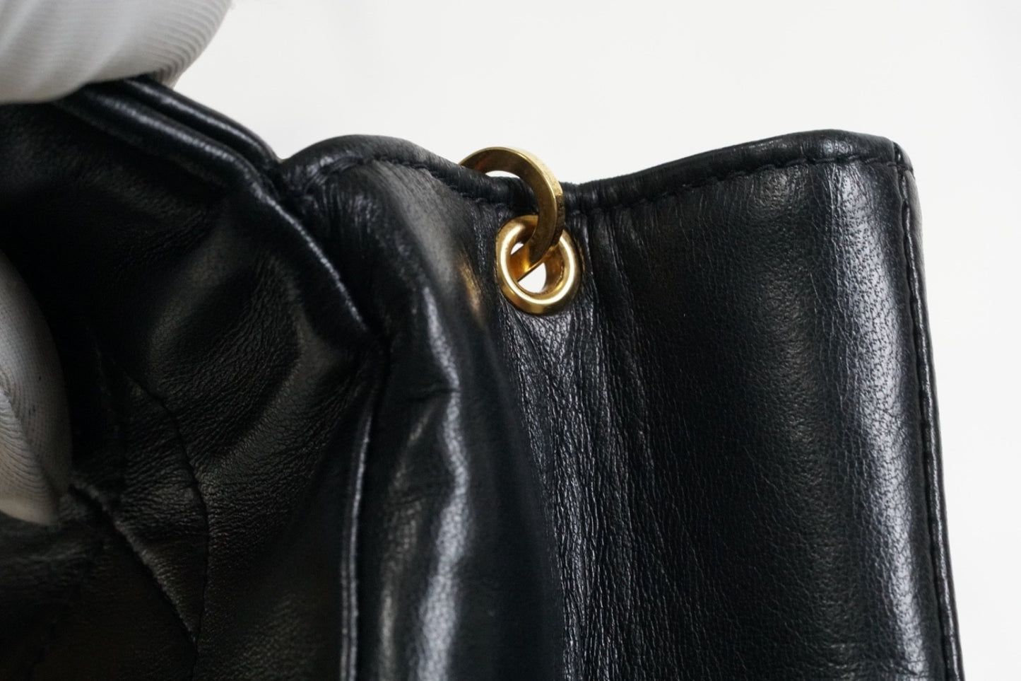 [VERY GOOD] CHANEL Vintage Diana Matelasse Chain Shoulder Bag Black Lambskin
