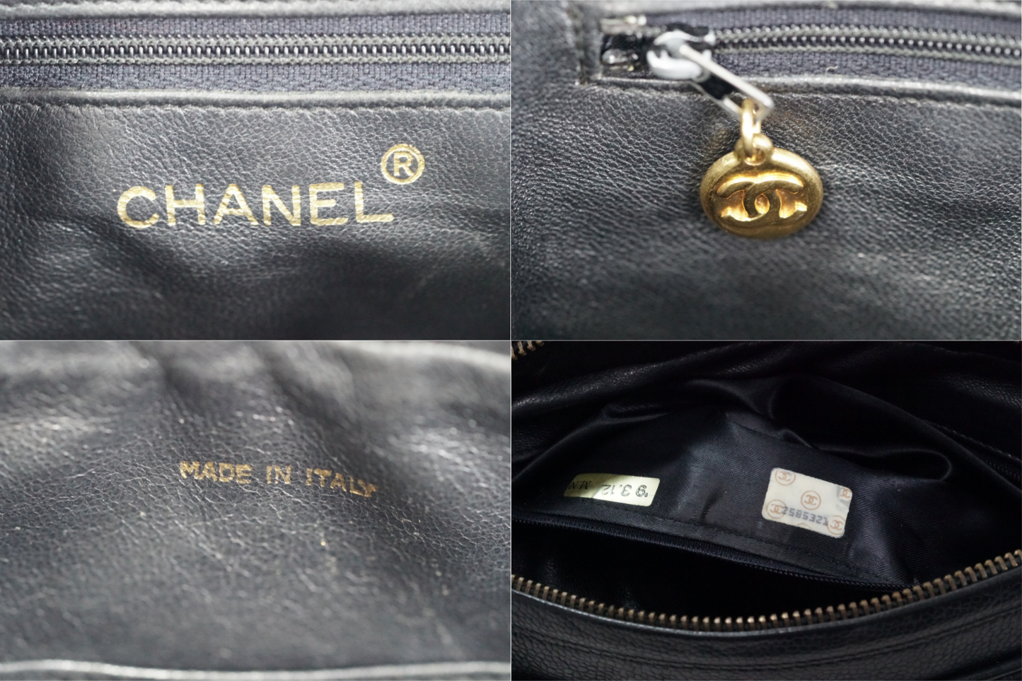 CHANEL Quilted Grained Leather Fringe Chain Shoulder Bag Black CC Vintage JAPAN