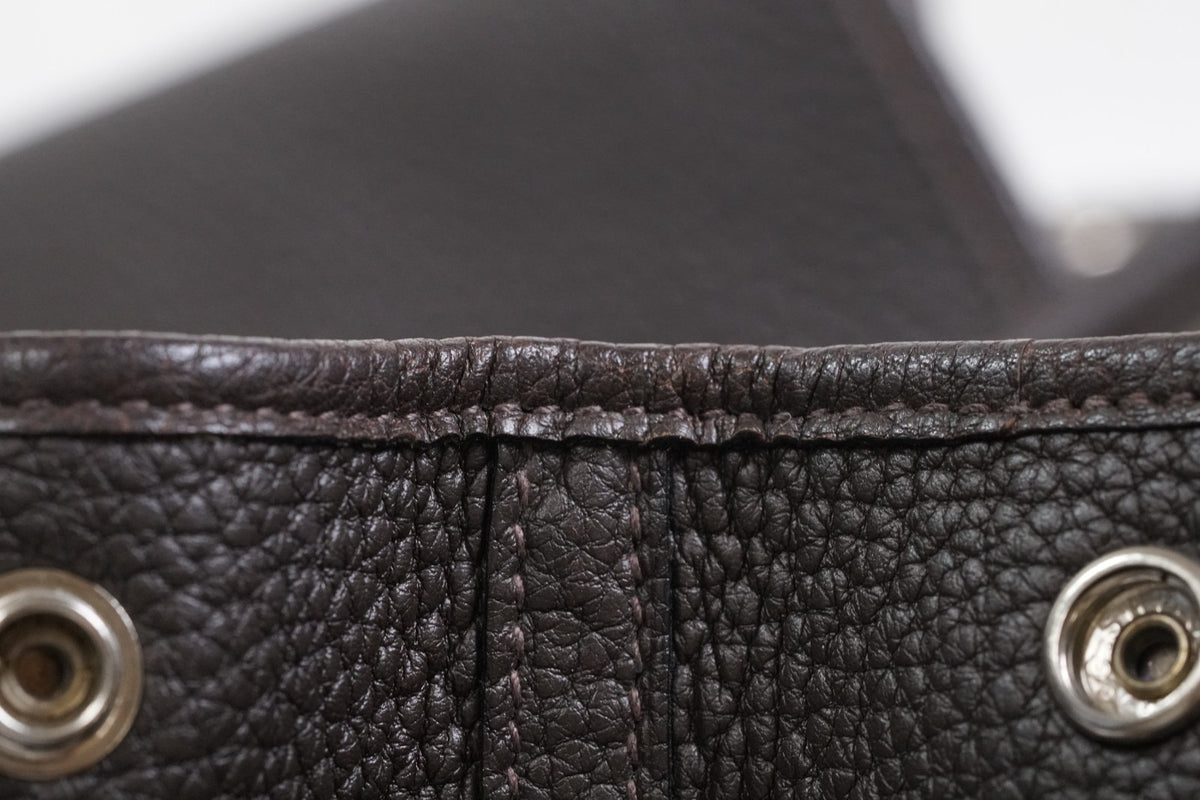 [EXCELLENT] HERMES Garden Party PM 36 Ebene Negonda Leather Tote Handbag T Stamp