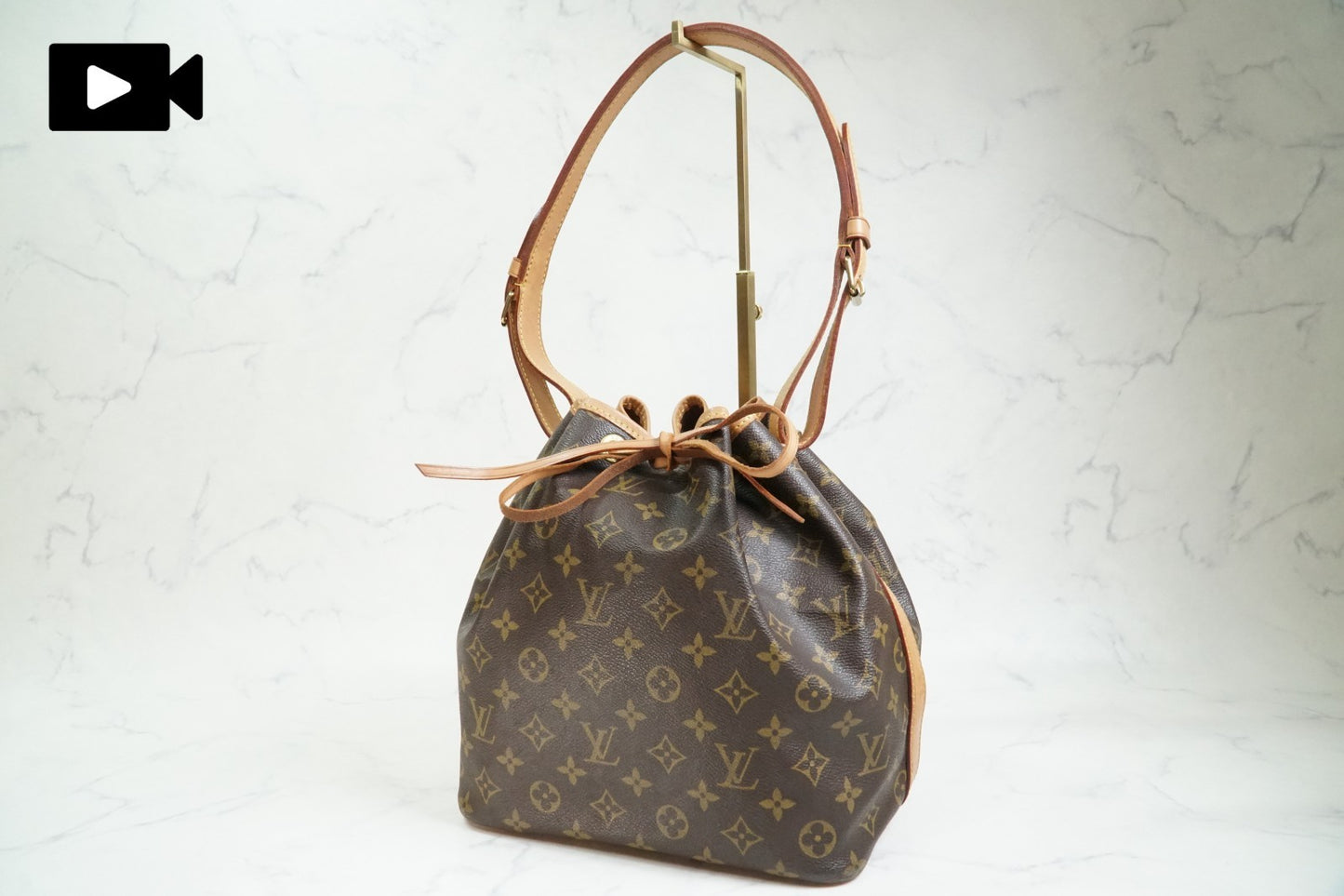 Louis Vuitton Petit Noe M42226 Monogram Canvas Shoulder Bucket Bag Vintage Auth