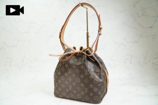 Louis Vuitton Petit Noe M42226 Monogram Canvas Shoulder Bucket Bag Vintage Auth