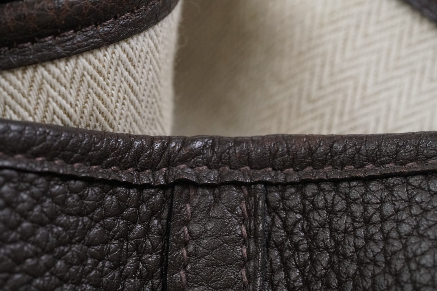 [EXCELLENT] HERMES Garden Party PM 36 Ebene Negonda Leather Tote Handbag T Stamp