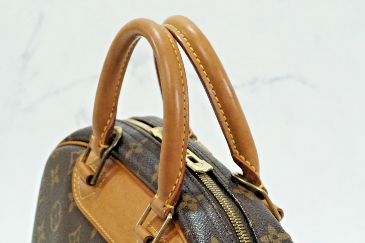 [Good] Louis Vuitton Monogram Trouville M42228 Handbag Brown Canvas Vintage Auth