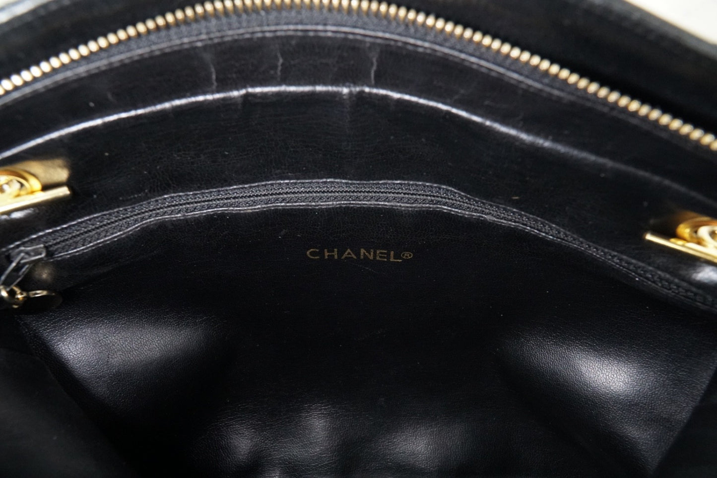 Chanel Matelasse Chain Shoulder Bag Fan Shape Black Leather GHW Vintage 1-Series