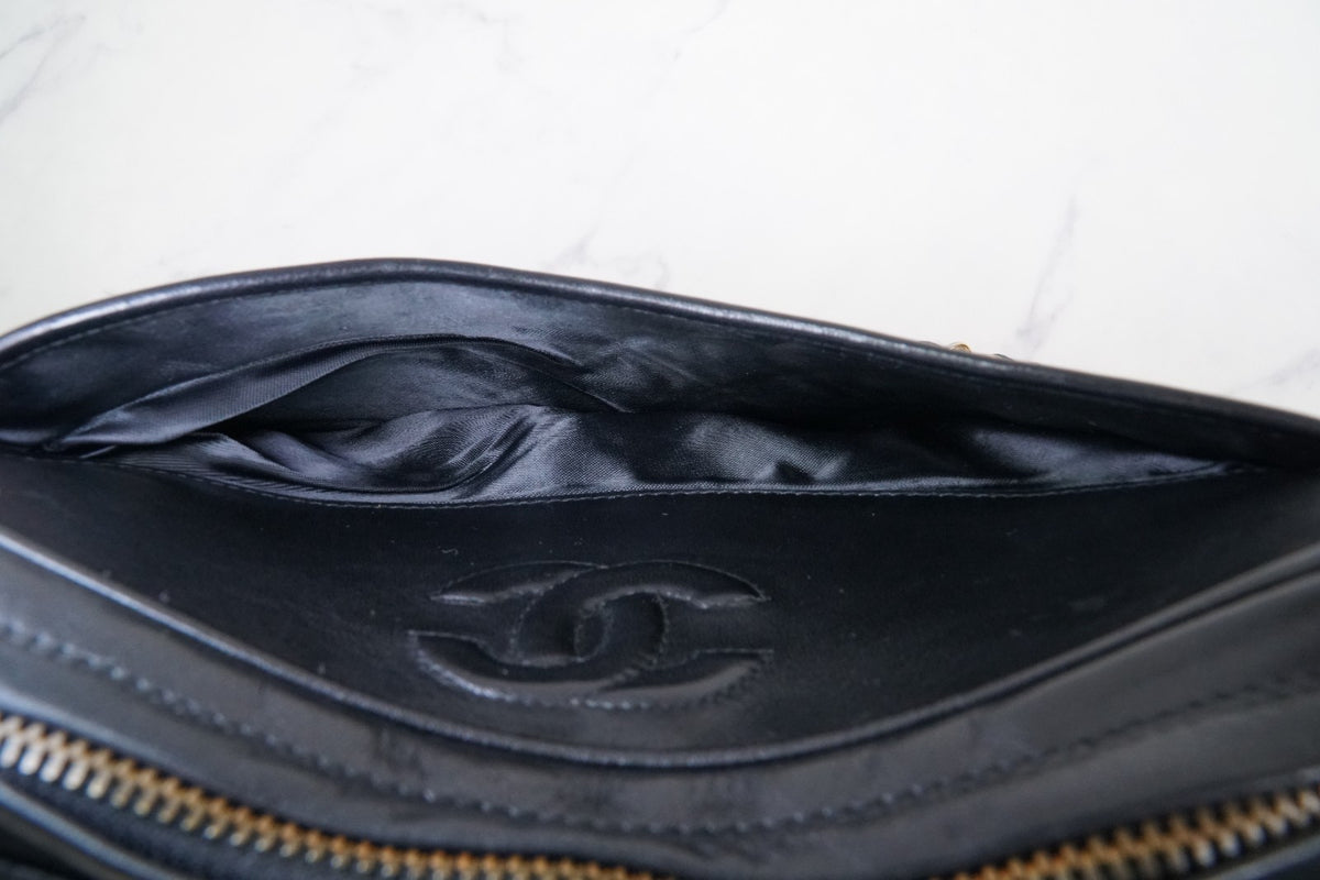 [Rank AB] CHANEL Matelasse Fringe Chain Shoulder Bag Black Lambskin Gold G Card