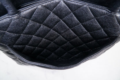 [Rank AB] CHANEL Medallion Tote Caviar Leather Black Silver HW w/ Box Dust Bag