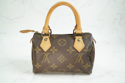 [AB] LOUIS VUITTON Monogram Mini Speedy Handbag M41534 Canvas Brown Vintage Auth